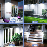 Solar Power PIR Motion Sensor Wall Light 168 LED Black Outdoor